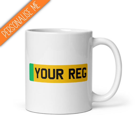 "UK EV Green Registration Number Plate" Personalised Mug